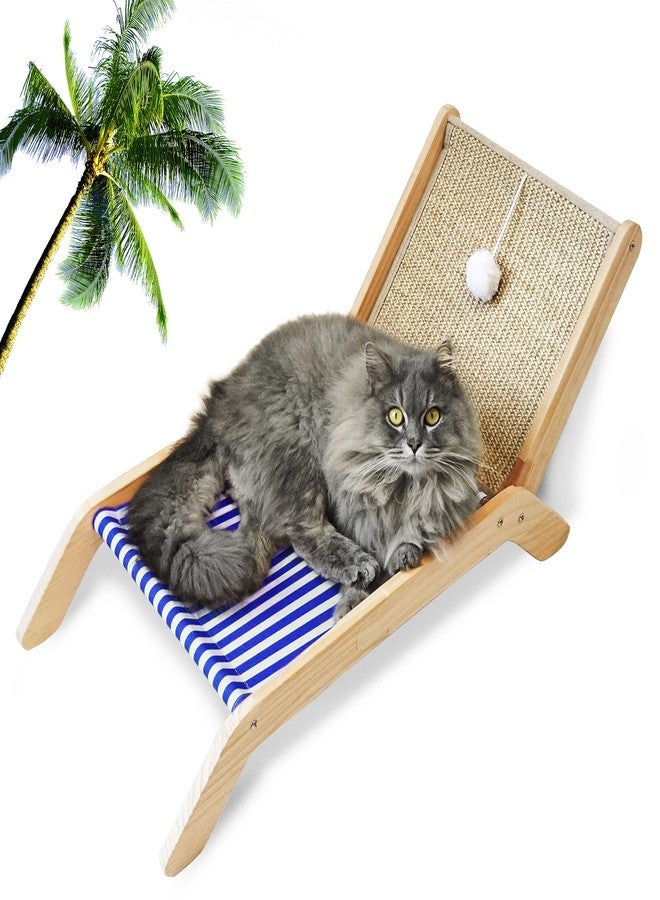 PETKARAY Beach Chair Cat Hammock, Elevated Cat Beds for Indoor Cats, Original Cozy Lounger with Sisal Scratcher and Toy Ball - Image 1
