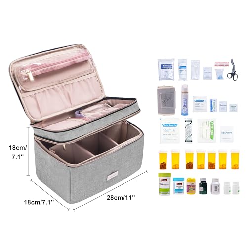 Lexeeco Medicine Storage Bag Pill Bottle Organizer with Portable Small Pouch Travel Medication Bottle Organizer for Emergency Home First Aid Box Kit (Gray) - Image 2