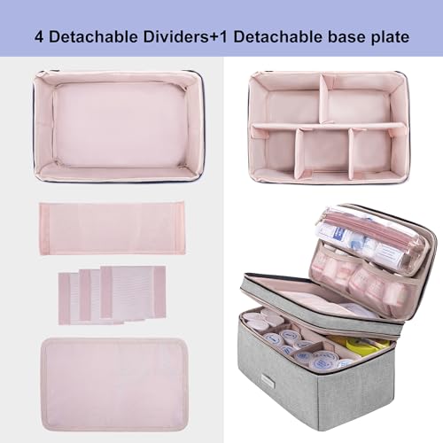 Lexeeco Medicine Storage Bag Pill Bottle Organizer with Portable Small Pouch Travel Medication Bottle Organizer for Emergency Home First Aid Box Kit (Gray) - Image 5