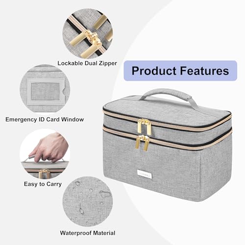 Lexeeco Medicine Storage Bag Pill Bottle Organizer with Portable Small Pouch Travel Medication Bottle Organizer for Emergency Home First Aid Box Kit (Gray) - Image 4