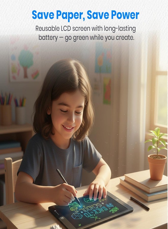 Portronics RuffPad 16 Lite, 16-Inch Multicolour LCD Writing Pad with Pressure-Sensitive Screen, One-Tap Erase, Screen Lock, Stylus Pen, Reusable Digital Notepad, Ideal for Kids, Office & Gifting - Image 2