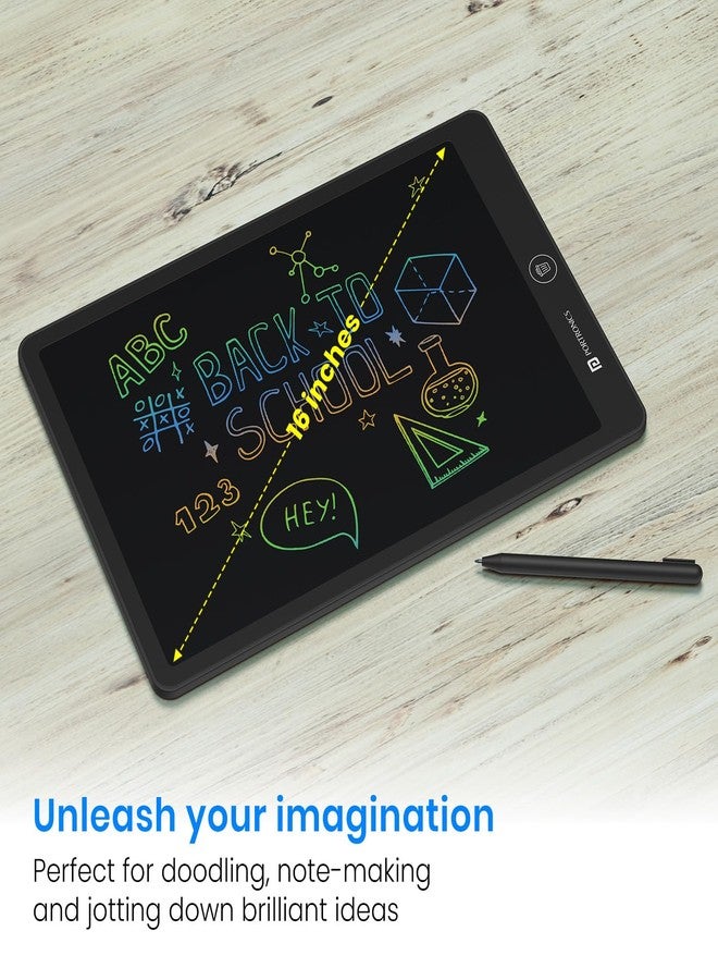 Portronics RuffPad 16 Lite, 16-Inch Multicolour LCD Writing Pad with Pressure-Sensitive Screen, One-Tap Erase, Screen Lock, Stylus Pen, Reusable Digital Notepad, Ideal for Kids, Office & Gifting - Image 3