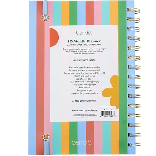 ban.do 12-Month Medium Daily and Weekly Planner Dated January 2026 - December 2026, Soft Cover Self Care Journal, Agenda with Monthly Calendar, Stickers, Art & Bonus Pages (Let's Have Some Fun) - Image 2