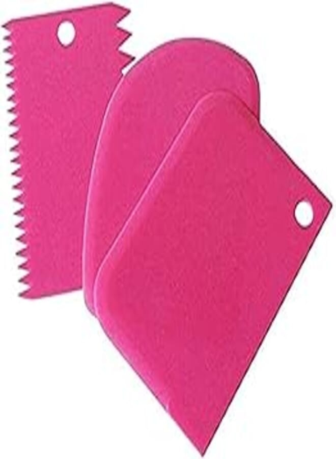 Pastry Butter Scraper Cutter Cake Decorating Tools, 3-Piece-Rose Red