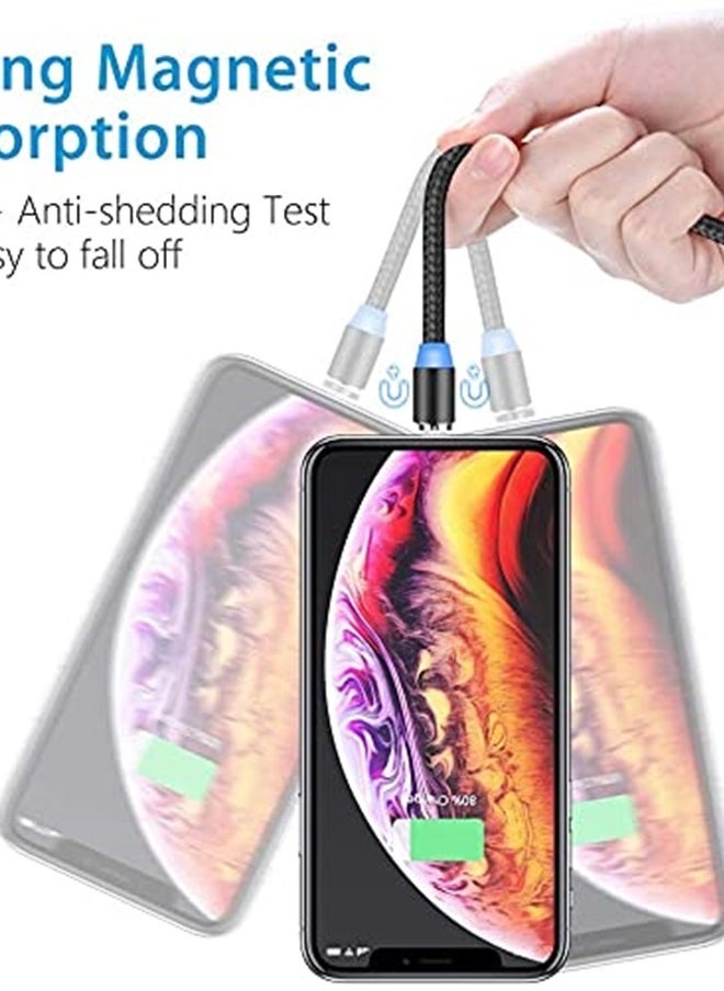 Terasako Magnetic Charging Cable 4-Pack [1ft/3ft/6ft/6ft], 360° Rotating Magnetic Phone Charger Cable with LED Light, 90° Angle Connector, Nylon-Braided Cords  - Image 4