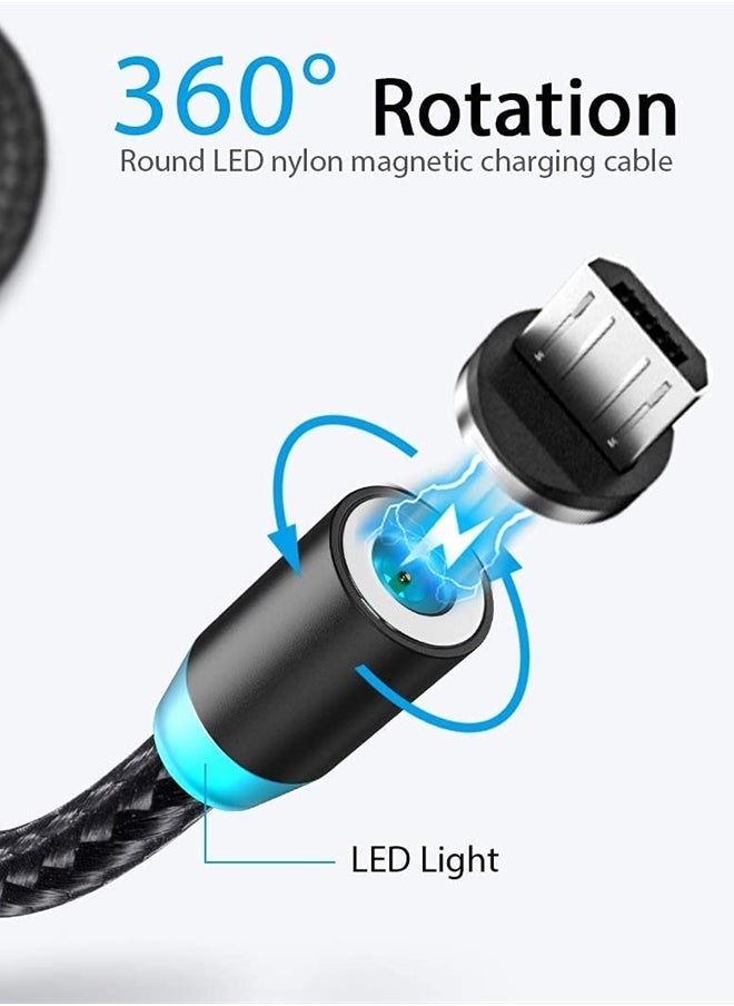 Terasako Magnetic Charging Cable 4-Pack [1ft/3ft/6ft/6ft], 360° Rotating Magnetic Phone Charger Cable with LED Light, 90° Angle Connector, Nylon-Braided Cords  - Image 2