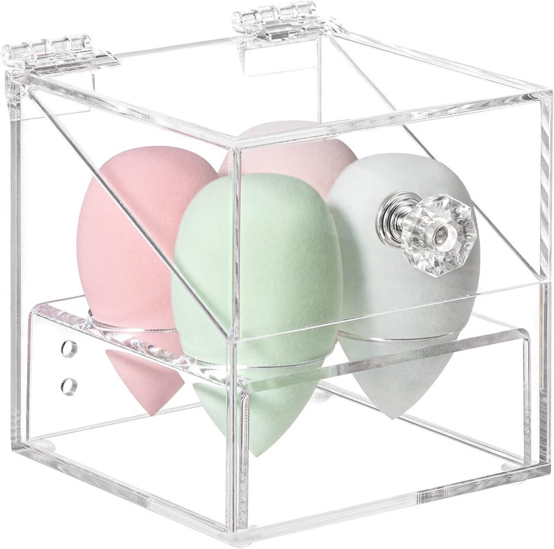hblife HBlife Acrylic Clear Beauty Blender Holder, 4 Hole Makeup Sponge Holder with Dustproof Lid 