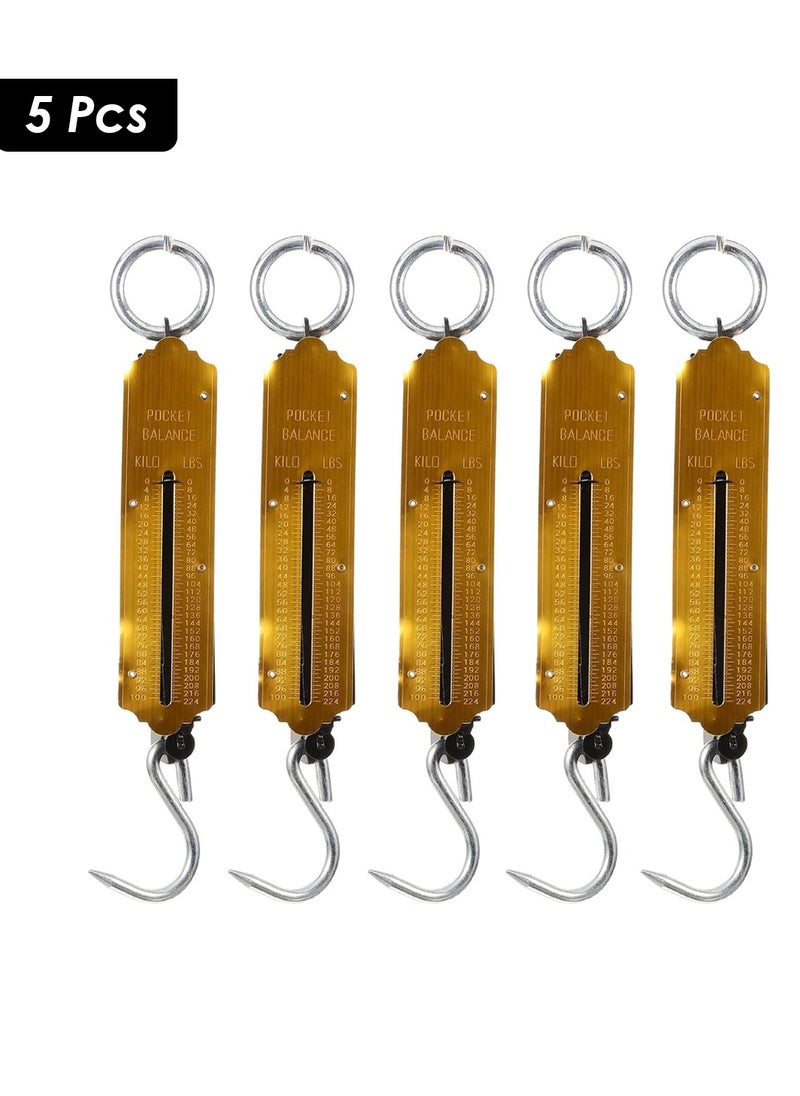 DEFAONS DEFAONS Pocket Balance Spring Scale 100Kg 224LBS Portable Hanging Hook Scale Mechanical Weight Measuring Tool for Travel Fishing Farming and Kitchen Use - 5 pcs  - Image 1