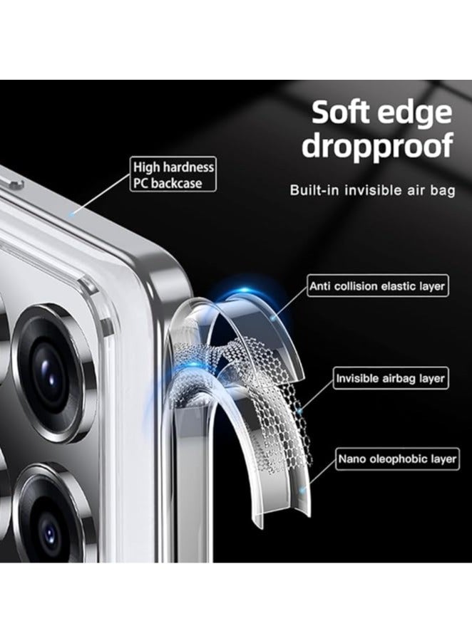 general Magnetic Case Compatible with Xiaomi 14T Pro Case, Matte Frosted & Clear Transparent Case Airbag Anti-drop Hard PC Soft TPU Bumper Protective Cover - Image 2