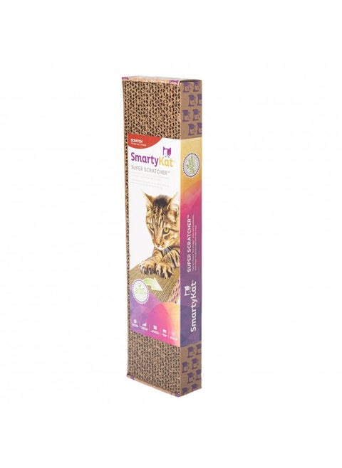 SmartyKat Super Scratcher Corrugated Cat Scratcher, Catnip Infusion Technology - Brown, Single Wide