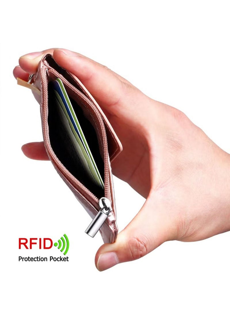 Generic Badge Holder with Zipper PU Leather ID Badge Card Holder Wallet with 5 Card Slots 1 Side RFID Blocking Pocket and Neck Lanyard Strap for Offices ID School ID Driver Licence  - Image 5