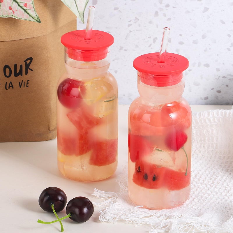 CWHHRN 17 oz Glass Cups with Lid and Straw, Glass Tumbler with Straw and Lid, Vintage Glassware for Whiskey Cocktail Beer Juice, Iced Coffee Cups with Lid (2 PACK) - Image 4