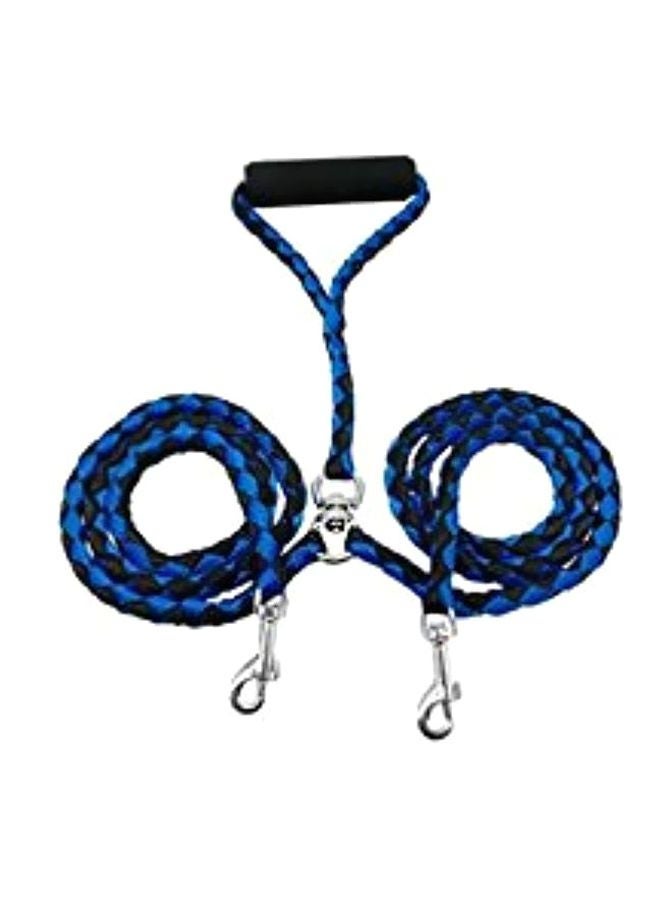 NIBEMINENT Double Collar Leashes Belt Blue/Silver