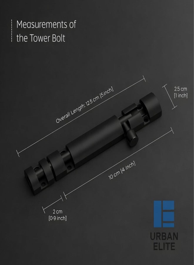 Urban Elite 2 Pack Premium Aluminum Tower Bolt 4 Inch, Tower Bolt for Main Door and Bathroom, Kundi Door Latch for Bedroom, Chitakni, Tower Bolt for Home,Offices Doors,Windows (Black, 4") - Image 2