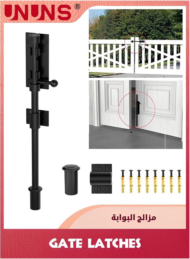 يو إن يو إن أس Barrel Bolt Latch,Sliding Gate Lock Door Latches Hardware,8 Inch（200mm）Heavy Duty Solid Stainless Steel For Fence Wooden Barn Yard Interior door Latch,Black - Image 1