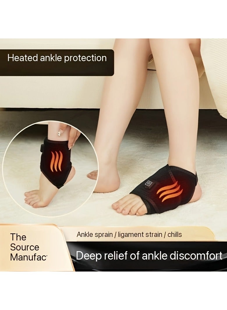 AROAQ USB Rechargeable Heated Ankle Wrap with 3 Temperature Control Carbon Fiber Thermal Ankle Brace for Sprain Prevention, Comfortable Warmth for Daily Use  - Image 3