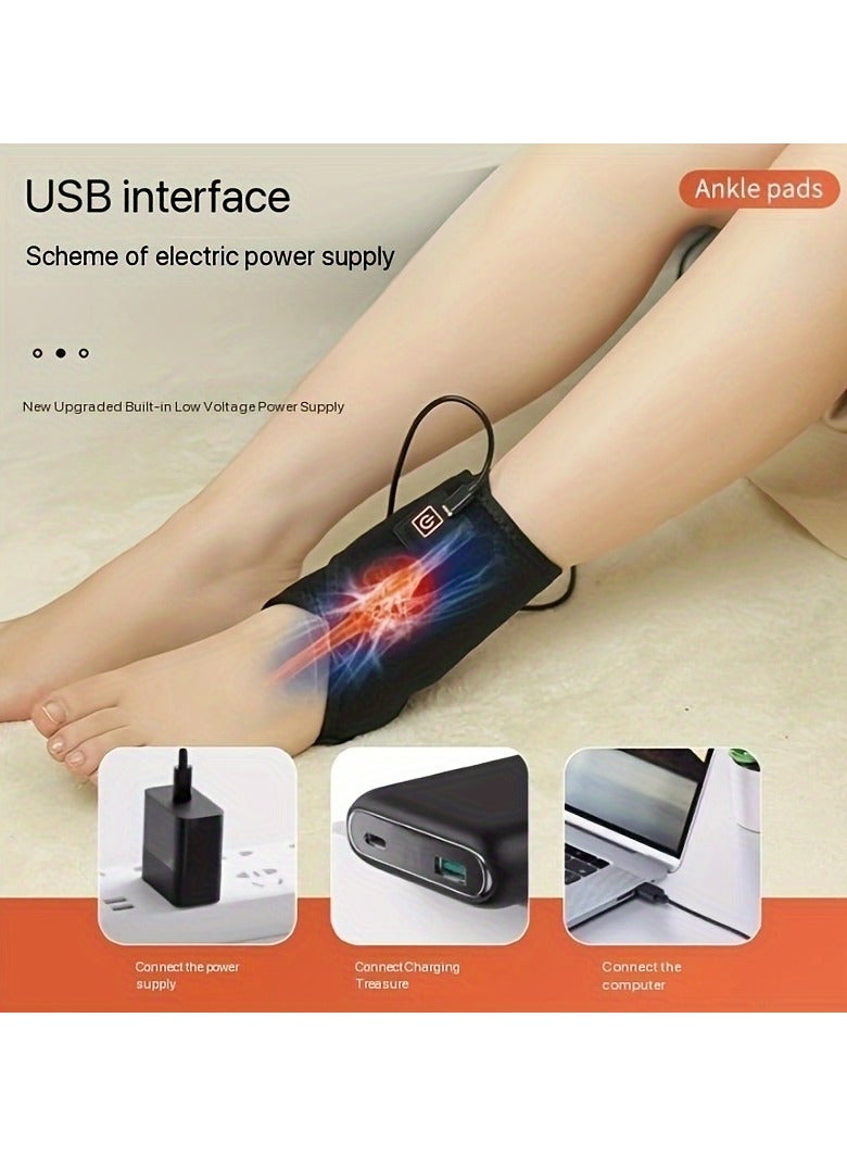 AROAQ USB Rechargeable Heated Ankle Wrap with 3 Temperature Control Carbon Fiber Thermal Ankle Brace for Sprain Prevention, Comfortable Warmth for Daily Use  - Image 1