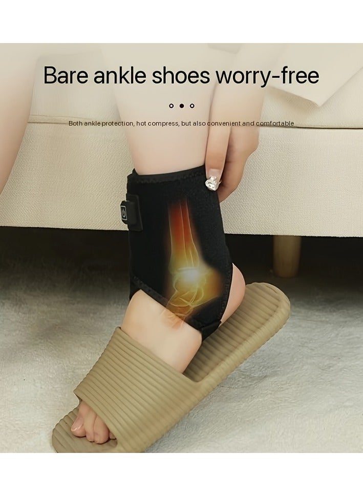 AROAQ USB Rechargeable Heated Ankle Wrap with 3 Temperature Control Carbon Fiber Thermal Ankle Brace for Sprain Prevention, Comfortable Warmth for Daily Use  - Image 2