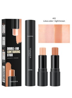 YANQINA Dual-ended Multi-Functional Contouring Stick Highlighter Conceal Dark Eye Circles Acne Highlighting Makeup Stick (Lotus Root Pink and Light Curry)  - Image 1