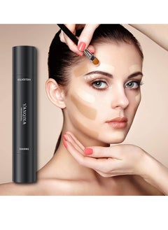 YANQINA Dual-ended Multi-Functional Contouring Stick Highlighter Conceal Dark Eye Circles Acne Highlighting Makeup Stick (Lotus Root Pink and Light Curry)  - Image 2