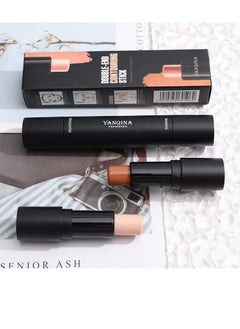 YANQINA Dual-ended Multi-Functional Contouring Stick Highlighter Conceal Dark Eye Circles Acne Highlighting Makeup Stick (Lotus Root Pink and Light Curry)  - Image 3