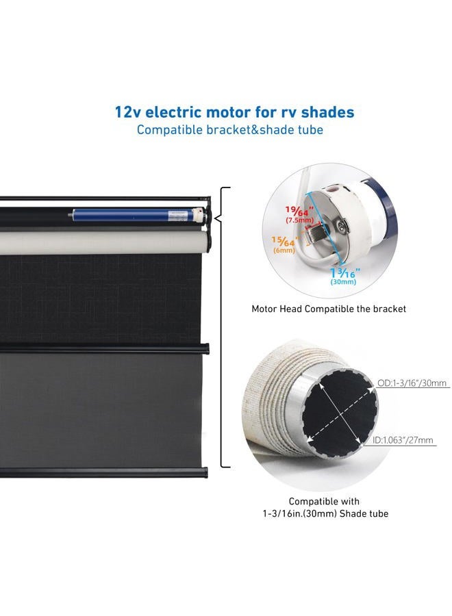 Rollerhouse s DM25DS 12V RV Electric Roller Shade Replacement Motor RV Motorized Blinds Shade Motor Working for 1-3/16” and 1.5” RV Replacement Shades - Image 5