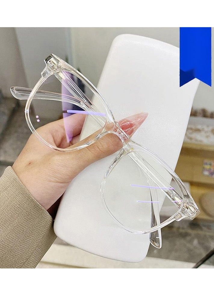 Transparent color anti-blue light myopia glasses finished retro personality large frame plain face glasses - Image 1