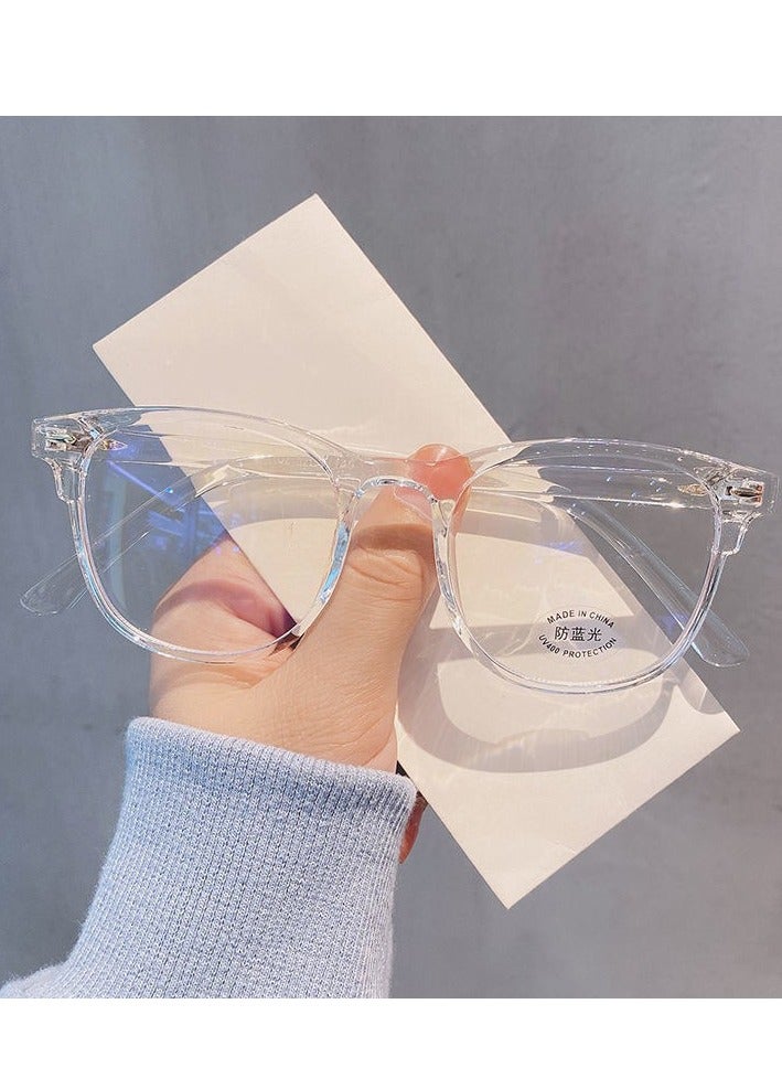 Transparent color anti-blue light myopia glasses finished retro personality large frame plain face glasses - Image 2