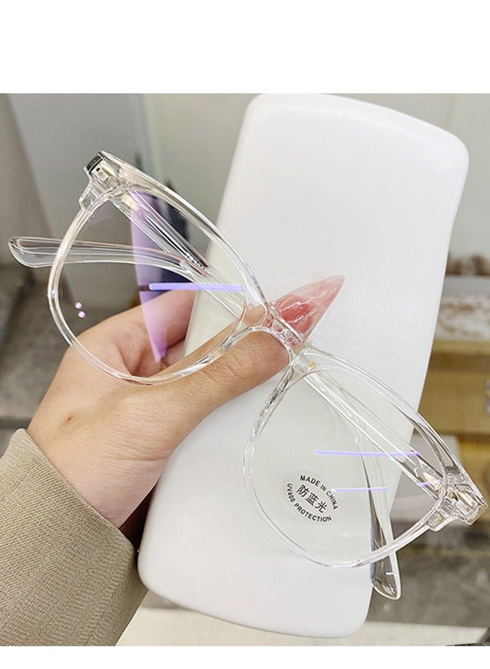 Transparent color anti-blue light myopia glasses finished retro personality large frame plain face glasses - Image 5