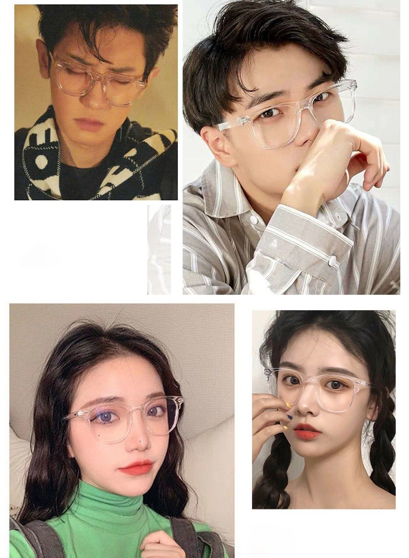 Transparent color anti-blue light myopia glasses finished retro personality large frame plain face glasses - Image 4