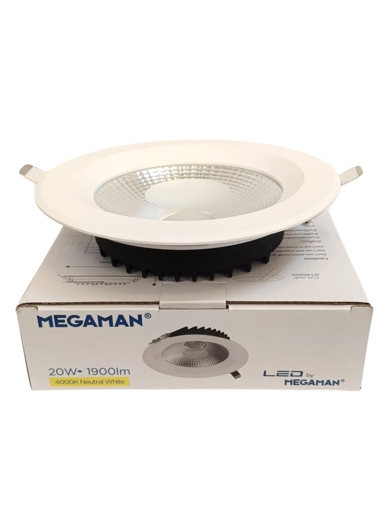 ميجامان Megaman Recessed 20W LED Downlight - Cool White(4000K)  - Image 1
