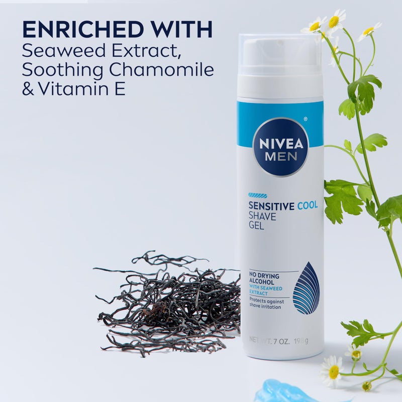 NIVEA MEN Sensitive Cooling Shave Gel with Chamomile and Seaweed Extracts, 3 Pack of 7 Oz Cans - Image 5
