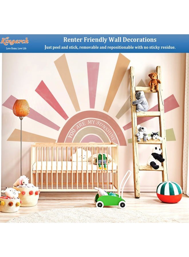 Kingarch Large Rainbow Sun Wall Decals, Inspirational Peel and Stick Fabric Nursery Wall Decor, Removable Home Room Wall Decor Murals Stickers for Kids Girls Toddler Bedroom Living Room Playroom - Image 4