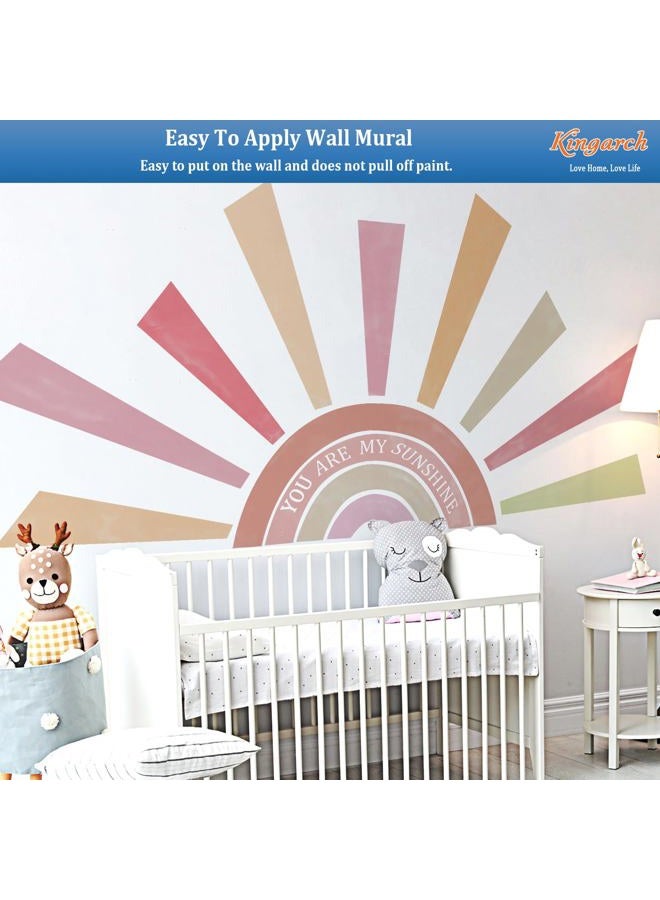 Kingarch Large Rainbow Sun Wall Decals, Inspirational Peel and Stick Fabric Nursery Wall Decor, Removable Home Room Wall Decor Murals Stickers for Kids Girls Toddler Bedroom Living Room Playroom - Image 5