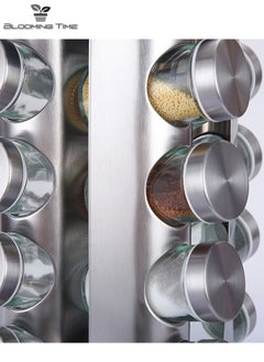 BLOOMING TIME 16-Piece Spice Storage Tank Set, Stainless Steel Spice Rack Can Be Rotated 360 Degrees  - Image 3