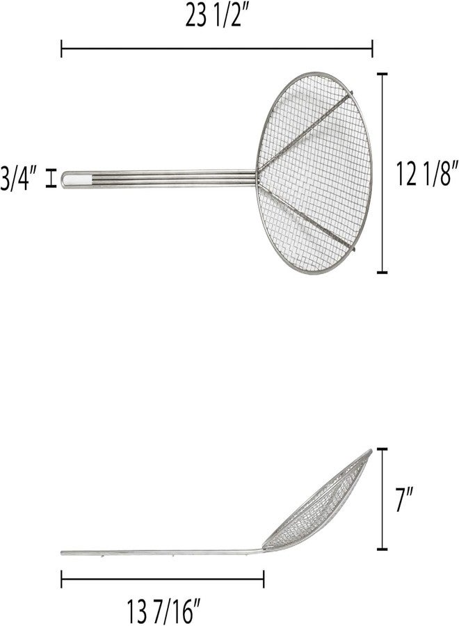 TrueCraftware- 12-Inch Round Wire Skimmer Nickel Plated- Mesh Strainer Skimmer Kitchen Utensil Food Strainer Skimmer Spoon for Cooking Sieve Sifters Rice Quinoa Pasta Fruits Vegetables - Image 4