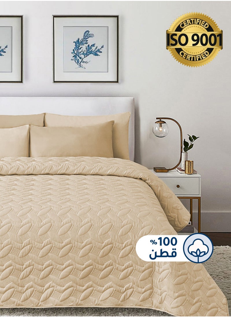 Master Home Textile - 3Piece Cotton Bedspread Set Fits 120 x 200 cm Single Size Bed Single Size Compressed Comforter Set Elmira Series - Image 1