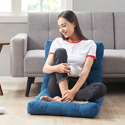 Degrees of Comfort وسائد كبيرة مربعة درجات الراحة للجلوس للكبار، وسائد أرضية من قماش الكوردروي المخملي لغرفة المعيشة تاتامي، كحلي، 22x22 بوصة - Image 5