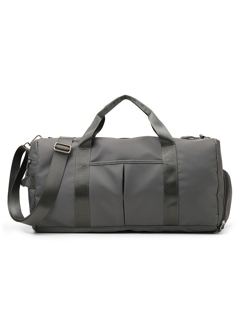 حقيبة رياضية منفصلة للملابس الجافة والرطبة للنساء أو الرجال، حقيبة سفر مقاومة للماء مع حجرة للأحذية وجيب لعربة السفر، حقيبة رياضية خفيفة الوزن محمولة للتدريب والسباحة واليوغا (رمادي) - Image 1