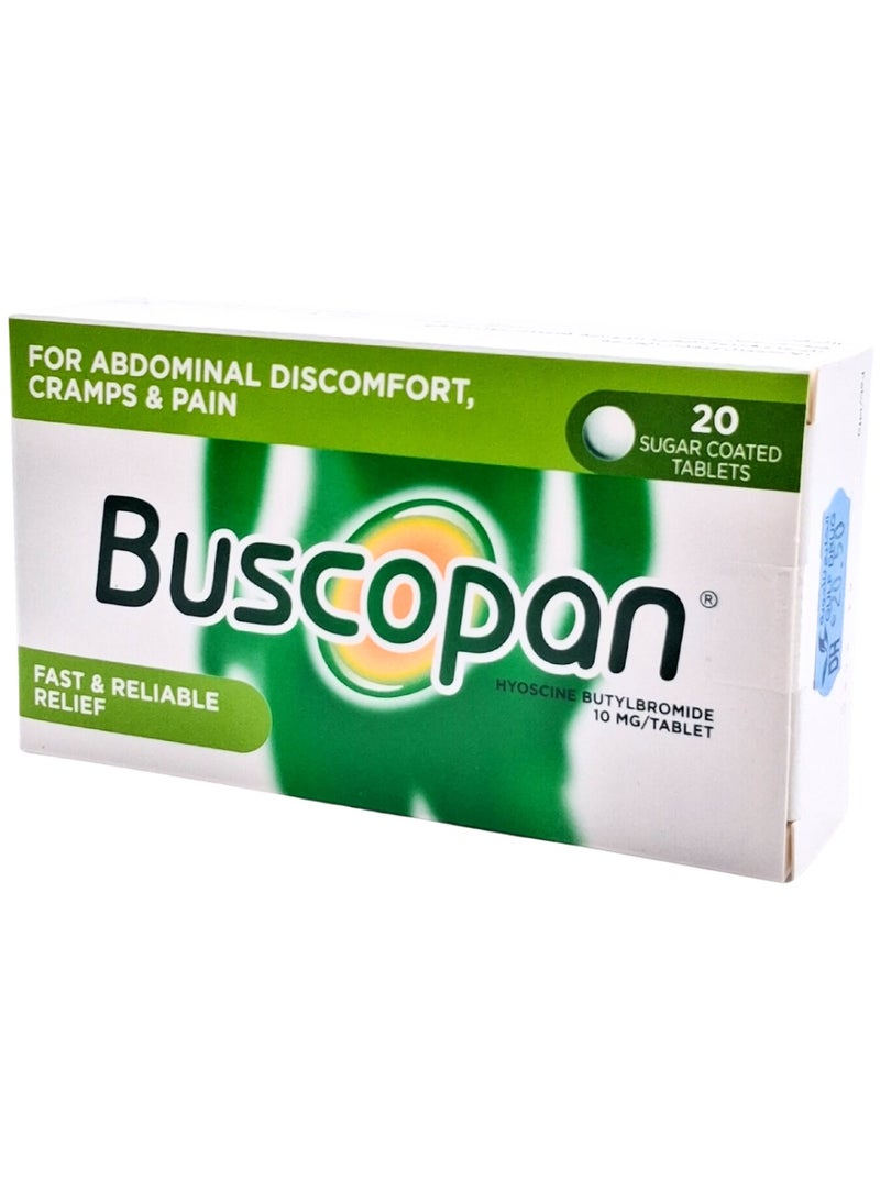 Buscopan Tablets 10mg (Effective Relief from Stomach Pain & Cramps, 20 Count)