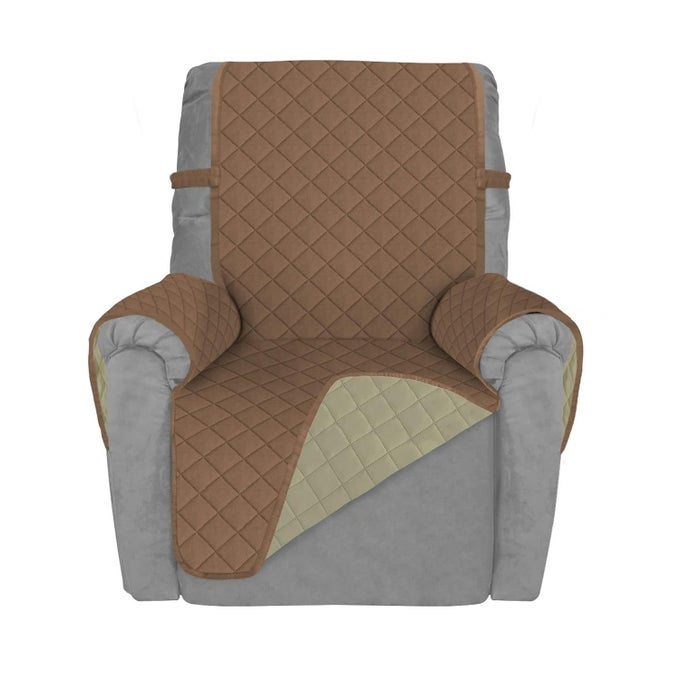 RECLINER CHAIR COVERS FOR SMALL RECLINERS RECLINING CHAIR COVER SLIPCOVERS COUCH SOFA COVERS FOR DOGS PETS REVERSIBLE WATER RESISTANT FURNITURE COVERS WITH ELASTIC STRAPS BROWNBEIGE
