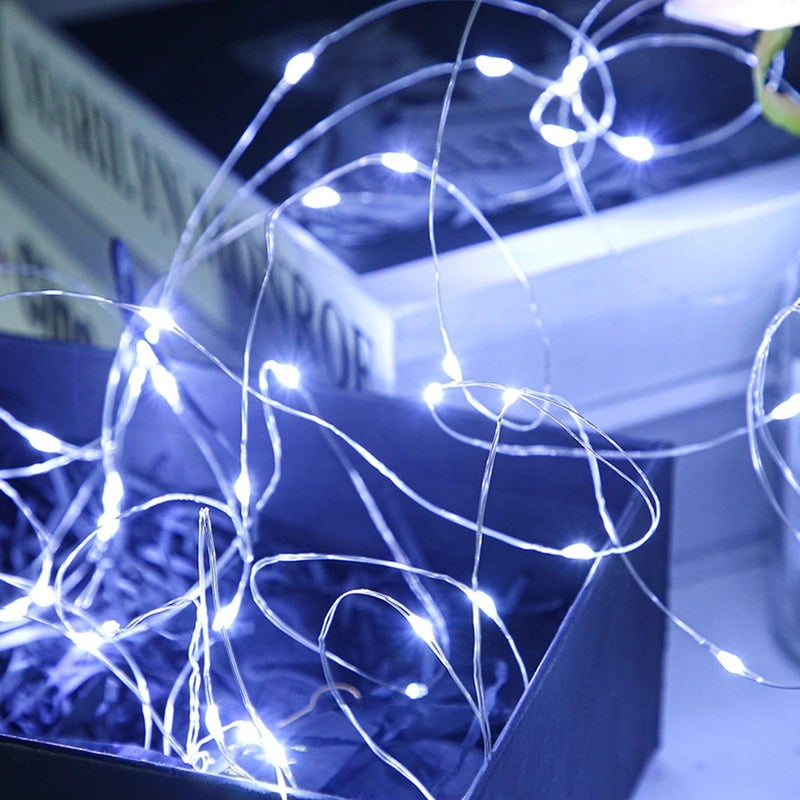 Copper Wire String Lights Battery Box, White - Image 5