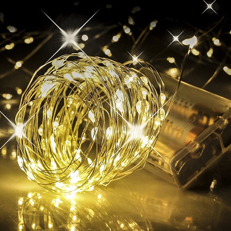 Copper Wire String Lights Battery Box, White - Image 4