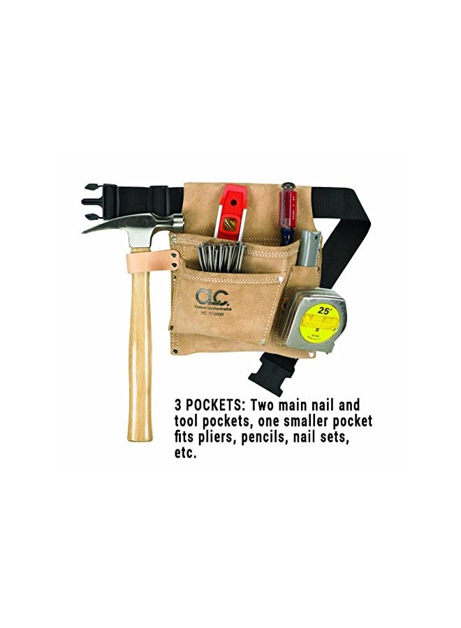 Custom Leathercraft Custom Leathercraft IP489X Suede Tool Bag & Poly Web Belt, 3 Pocket  - Image 4