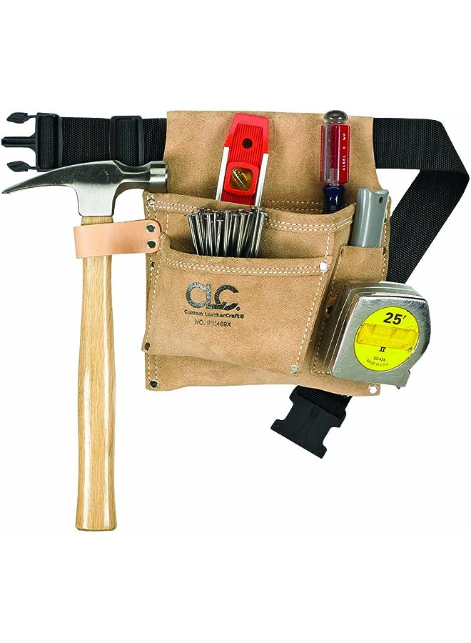 Custom Leathercraft Custom Leathercraft IP489X Suede Tool Bag & Poly Web Belt, 3 Pocket  - Image 1