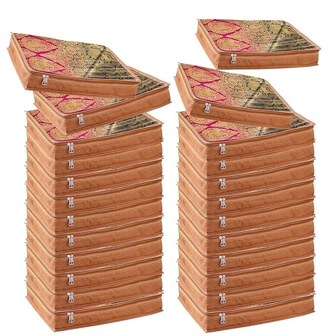 NicBex Saree covers for clothes with Zip Sari Cover bags for saree storage Saree Bags for wardrobe Storage Organizer for WardrobeSize 13 x 165 x 3 Inch Pack of 24 - Image 1