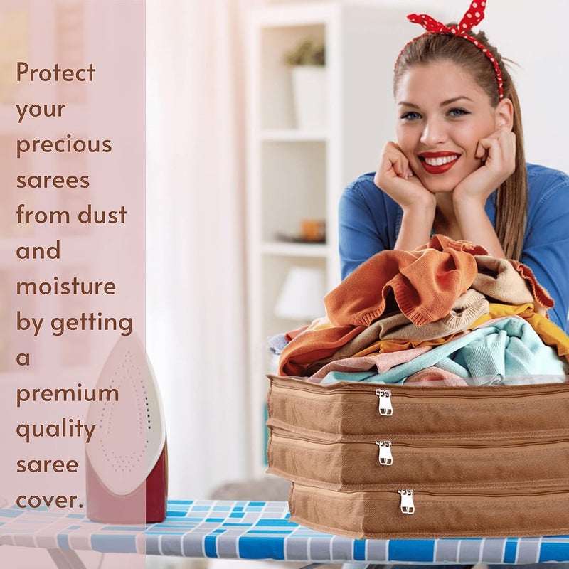 NicBex Saree covers for clothes with Zip Sari Cover bags for saree storage Saree Bags for wardrobe Storage Organizer for WardrobeSize 13 x 165 x 3 Inch Pack of 24 - Image 5