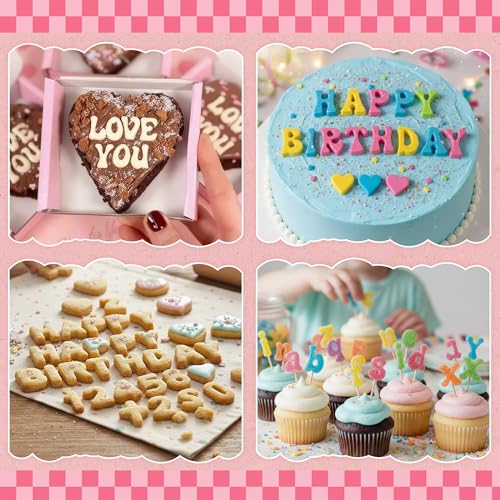 Bsenhe 6PCS Chocolate Molds, Letters Numbers Silicone Chocolate Molds Reusable Alphabet Candy Molds with Happy Birthday Heart Shaped for Baking Desserts and Strawberries, Candy, Cake Decoration - Image 5