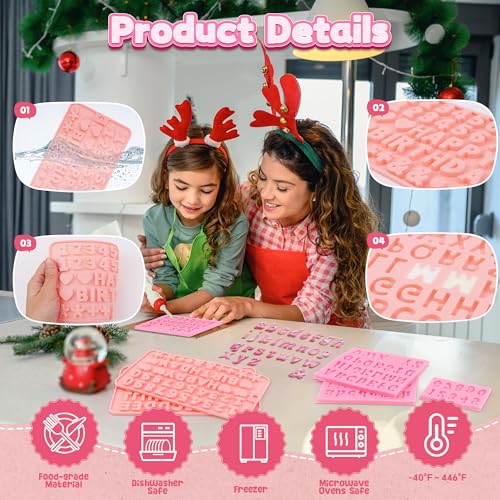 Bsenhe 6PCS Chocolate Molds, Letters Numbers Silicone Chocolate Molds Reusable Alphabet Candy Molds with Happy Birthday Heart Shaped for Baking Desserts and Strawberries, Candy, Cake Decoration - Image 3