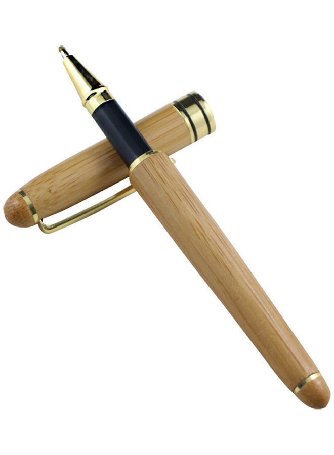 NIBEMINENT Elegant Bamboo Shell Roller Ball Pen Brown - Image 2